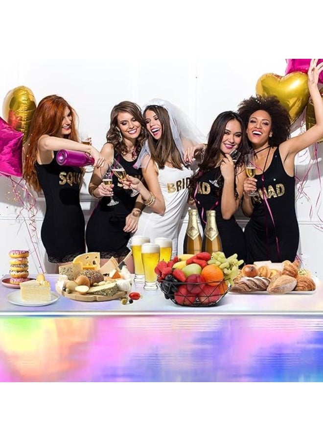 DUNISO 6 Pieces Iridescence Plastic Tablecloths, Disposable Laser Holographic Table Covers, Holographic Foil Tablecloth, Rectangle Party Table Cloth for Birthday,Parties, Weddings, and Events Decorations (137*183cm) - Image 5